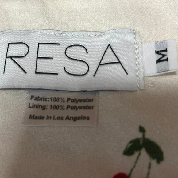 RESA Cream Red Cherry Print Sleeveless Corset Bustier Button Cami Crop Top M - Picture 3 of 3